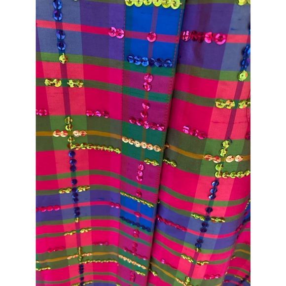 Women's Diane Gilman Pink Green Plaid Blouse Size L - Picture 5 of 8